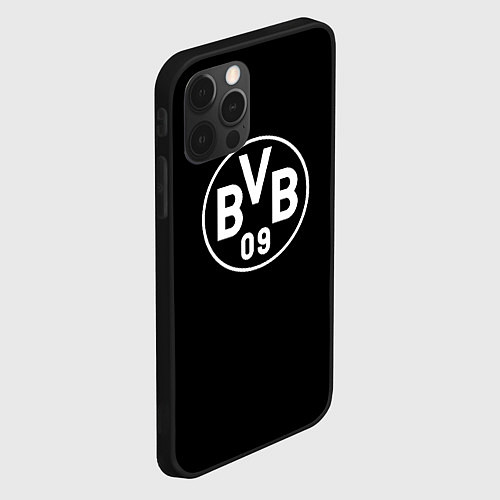 Чехол iPhone 12 Pro Borussia sport fc белое лого / 3D-Черный – фото 2