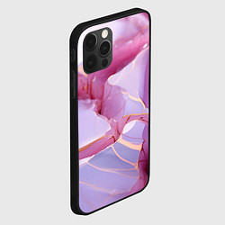 Чехол для iPhone 12 Pro Куски розового мрамора, цвет: 3D-черный — фото 2