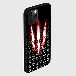 Чехол для iPhone 12 Pro The witcher - red logo, цвет: 3D-черный — фото 2