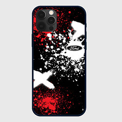 Чехол для iPhone 12 Pro Форд на фоне граффити и брызг красок, цвет: 3D-черный
