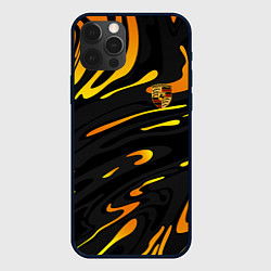 Чехол для iPhone 12 Pro Porsche - Желтые разводы, цвет: 3D-черный