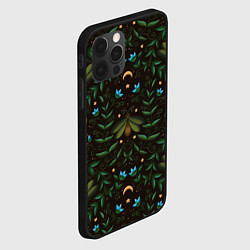 Чехол для iPhone 12 Pro Ночь, луна и мотыльки - паттерн, цвет: 3D-черный — фото 2