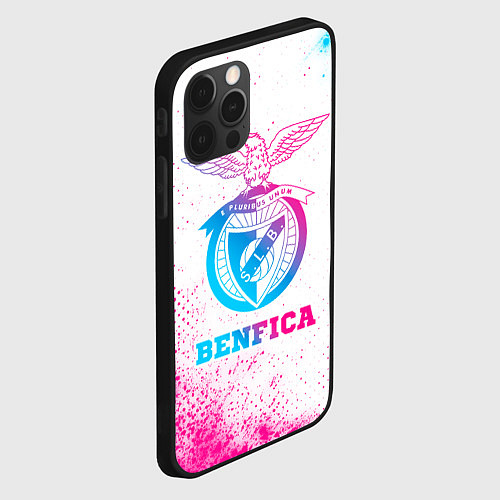 Чехол iPhone 12 Pro Benfica neon gradient style / 3D-Черный – фото 2