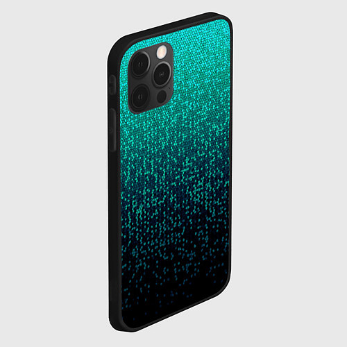 Чехол iPhone 12 Pro Градиент мелкая мозаика аквамарин / 3D-Черный – фото 2
