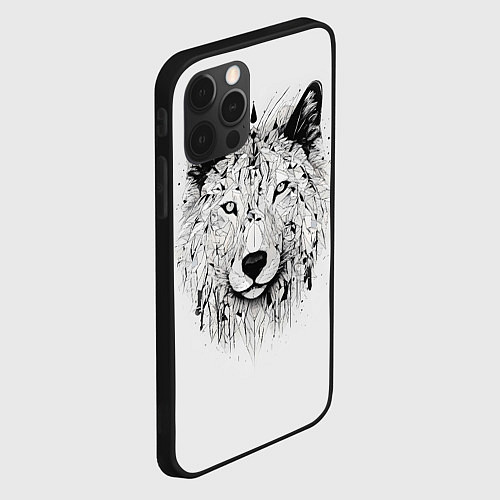 Чехол iPhone 12 Pro Фантастический волк / 3D-Черный – фото 2