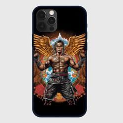 Чехол для iPhone 12 Pro Муай-Тай боец с золотыми крыльями, цвет: 3D-черный