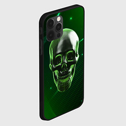 Чехол для iPhone 12 Pro Череп на зеленом фоне, цвет: 3D-черный — фото 2