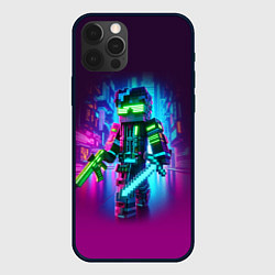 Чехол для iPhone 12 Pro Cyberpunk and Minecraft - collaboration ai art, цвет: 3D-черный
