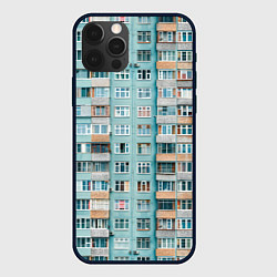 Чехол для iPhone 12 Pro Хрущёвка в голубых тонах, цвет: 3D-черный