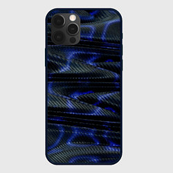 Чехол для iPhone 12 Pro Темно синие карбоновые волны, цвет: 3D-черный