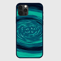 Чехол для iPhone 12 Pro Сине-зелёный спираль, цвет: 3D-черный
