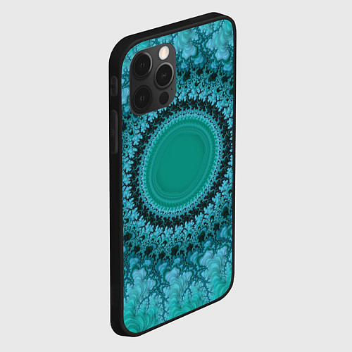 Чехол iPhone 12 Pro Круговой фрактал / 3D-Черный – фото 2