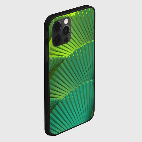 Чехол iPhone 12 Pro Объемные веерные столбики / 3D-Черный – фото 2
