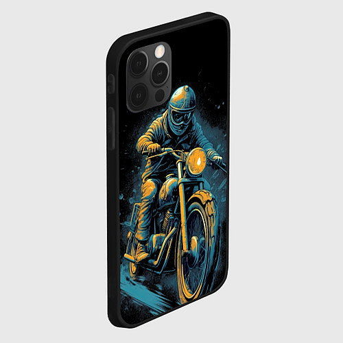 Чехол iPhone 12 Pro Ночной мотокросс / 3D-Черный – фото 2