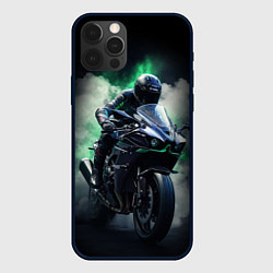 Чехол для iPhone 12 Pro Мотоциклист в дыму, цвет: 3D-черный