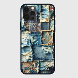 Чехол для iPhone 12 Pro Деним пэчворк-ржавчина, цвет: 3D-черный
