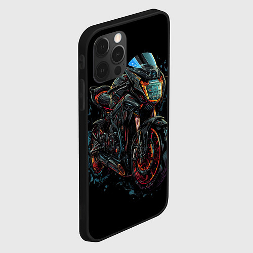Чехол iPhone 12 Pro Мотоцикл будущего в стиле киберпанк / 3D-Черный – фото 2
