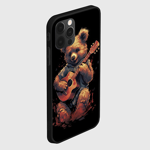 Чехол iPhone 12 Pro Большой плюшевый медведь играет на гитаре / 3D-Черный – фото 2