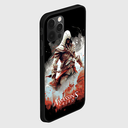 Чехол iPhone 12 Pro Assassins creed город из частиц / 3D-Черный – фото 2