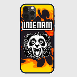 Чехол для iPhone 12 Pro Lindemann рок панда и огонь, цвет: 3D-черный