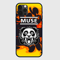 Чехол для iPhone 12 Pro Muse рок панда и огонь, цвет: 3D-черный