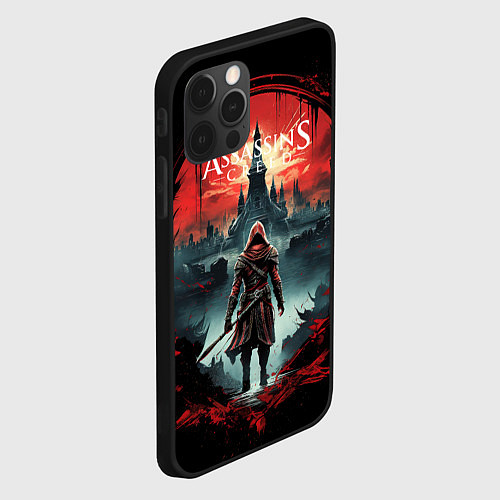 Чехол iPhone 12 Pro Assassins creed город на горизонте / 3D-Черный – фото 2