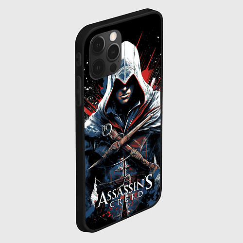 Чехол iPhone 12 Pro Assassins creed мазки красок / 3D-Черный – фото 2