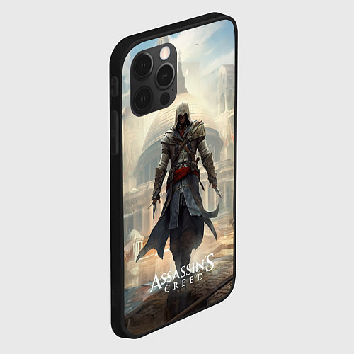 Чехол iPhone 12 Pro Assassins creed большой город / 3D-Черный – фото 2