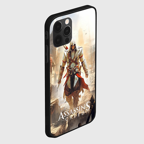 Чехол iPhone 12 Pro Assassins creed старый город / 3D-Черный – фото 2