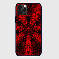 Чехол для iPhone 12 Pro Мандала абстрактная красно-чёрный, цвет: 3D-черный