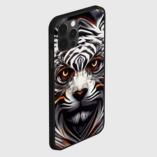 Чехол iPhone 12 Pro Абстракция: тигр / 3D-Черный – фото 2
