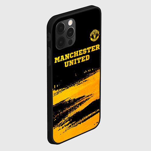 Чехол iPhone 12 Pro Manchester United - gold gradient посередине / 3D-Черный – фото 2