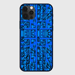 Чехол для iPhone 12 Pro Синие фигуры с эффектом рыбьего глаза, цвет: 3D-черный