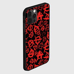 Чехол для iPhone 12 Pro Узор анархия красный, цвет: 3D-черный — фото 2