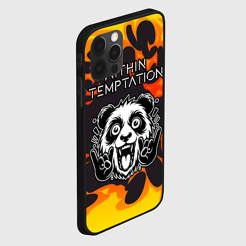 Чехол iPhone 12 Pro Within Temptation рок панда и огонь / 3D-Черный – фото 2