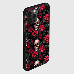 Чехол для iPhone 12 Pro Черепа и алые розы, цвет: 3D-черный — фото 2