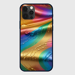 Чехол для iPhone 12 Pro Жидкий радужный металл, цвет: 3D-черный