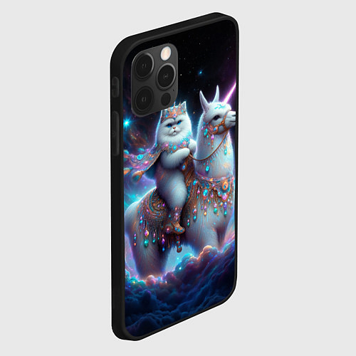 Чехол iPhone 12 Pro Персидский кот верхом на альпаке / 3D-Черный – фото 2