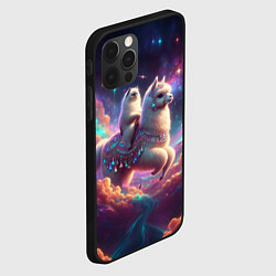 Чехол для iPhone 12 Pro Космос и кот едет верхом на альпаке, цвет: 3D-черный — фото 2