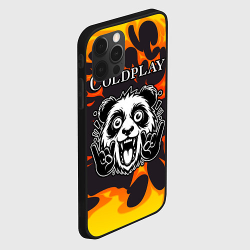 Чехол iPhone 12 Pro Coldplay рок панда и огонь / 3D-Черный – фото 2