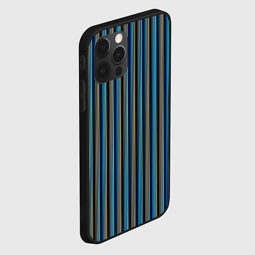 Чехол iPhone 12 Pro Чёрный в ярко-синюю полоску / 3D-Черный – фото 2