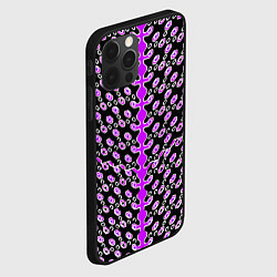 Чехол для iPhone 12 Pro Розовые киберпанк ячейки на чёрном фоне, цвет: 3D-черный — фото 2