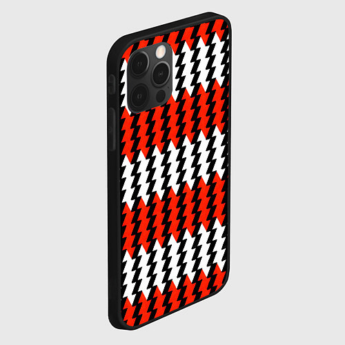 Чехол iPhone 12 Pro Вертикальные красно-белые полосы / 3D-Черный – фото 2