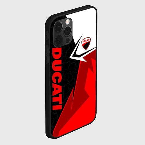 Чехол iPhone 12 Pro Ducati moto - красная униформа / 3D-Черный – фото 2