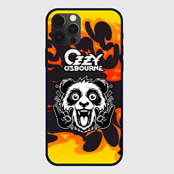 Чехол для iPhone 12 Pro Ozzy Osbourne рок панда и огонь, цвет: 3D-черный