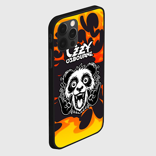 Чехол iPhone 12 Pro Ozzy Osbourne рок панда и огонь / 3D-Черный – фото 2