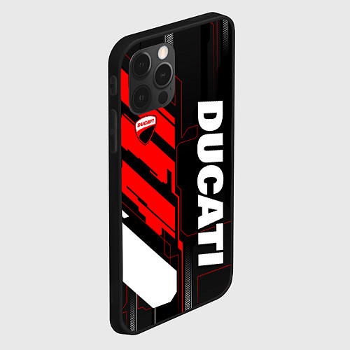 Чехол iPhone 12 Pro Ducati - красный технологический / 3D-Черный – фото 2