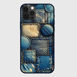 Чехол для iPhone 12 Pro Denim patchwork - ai art, цвет: 3D-черный