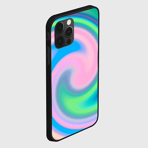 Чехол iPhone 12 Pro Абстрактный разноцветный круговорот / 3D-Черный – фото 2