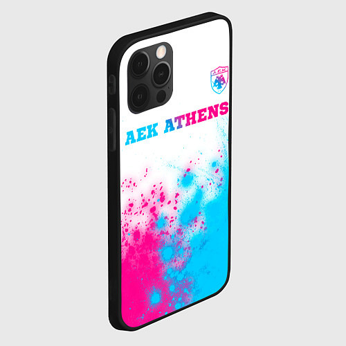 Чехол iPhone 12 Pro AEK Athens neon gradient style посередине / 3D-Черный – фото 2